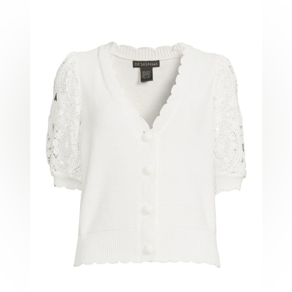 Design 365 Crochet Sleeve Cardigan NWT